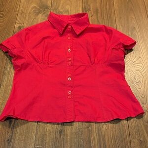 Red Button-Up Women's Top